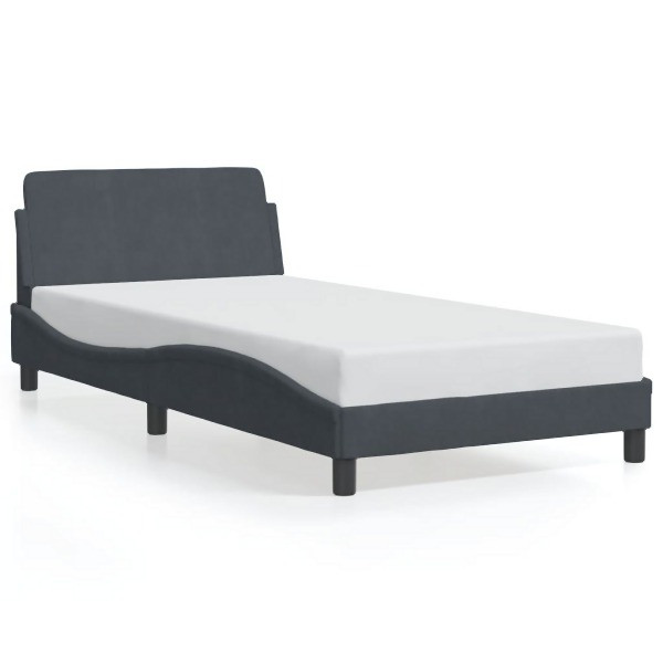 vidaXL Bettgestell mit Kopfteil Dunkelgrau 100x200 cm Samt, 373133