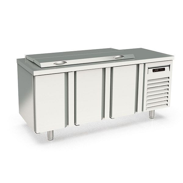 Vaiotec TOPLINE Saladette 700 / 3-fach mit Türen, Edelstahldeckel, GN 1/6, Breite: 1795 mm, 11612