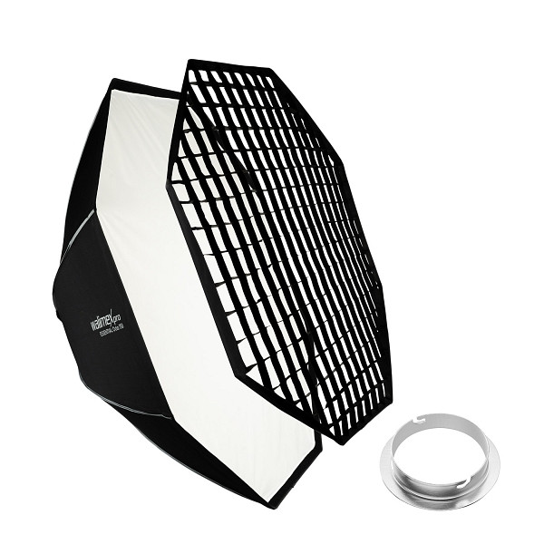 Walimex pro Essential Softbox Octagon 150cm + Softboxadapter für Elinchrom (Außendurchmesser: 15,2 cm), um 360° drehbar, 1023448