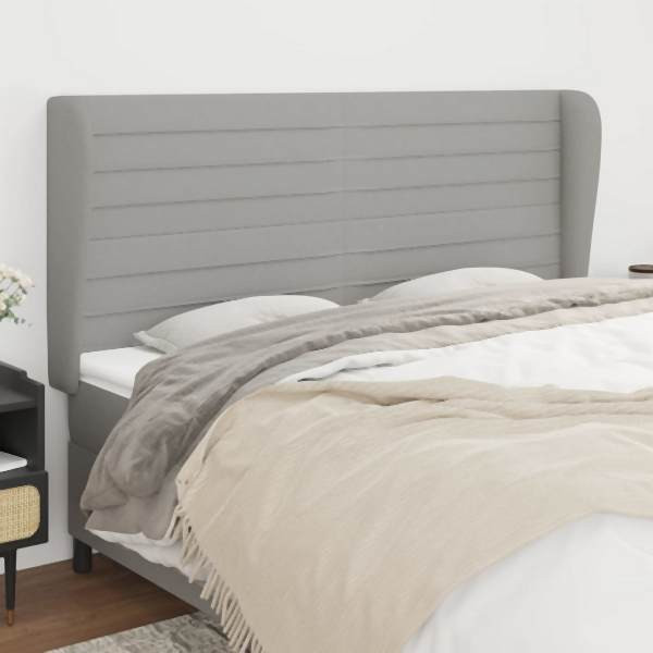 vidaXL Kopfteil mit Ohren Hellgrau 183x23x118/128 cm Stoff, 3118110