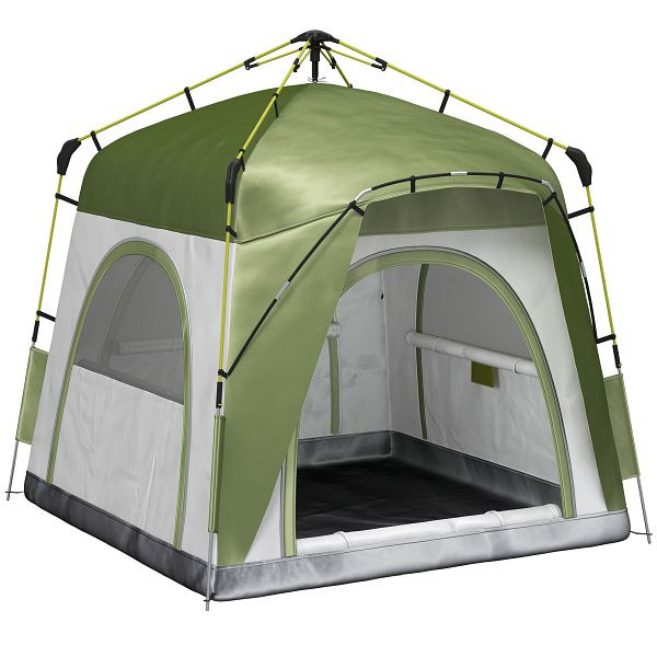 Outsunny Pop Up Kuppelzelt für 4 Personen leicht, stabil wasserdicht UV 50+ mit Haken Tür Fenster, Bodenplane, A20-054GN