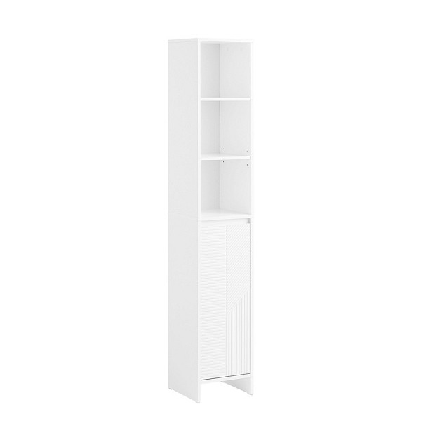 SoBuy Badezimmerschrank mit einer Tür Weiß 30x30x170 cm, Klassisch, BZR158-W