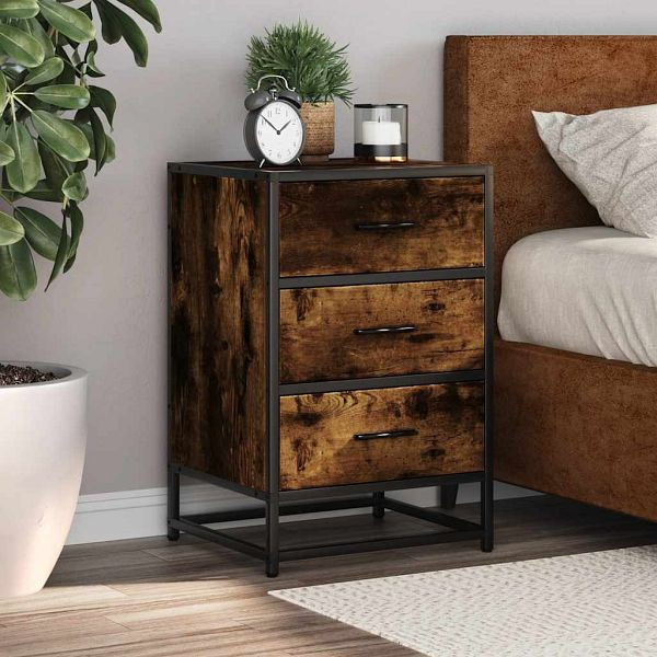 vidaXL Nachttisch Räuchereiche 40x34,5x60 cm Holzwerkstoff und Metall, 848721
