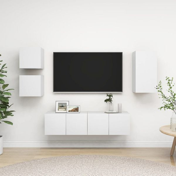 vidaXL 5-teilig TV-Schrank-Set Weiß Holzwerkstoff, 3078695