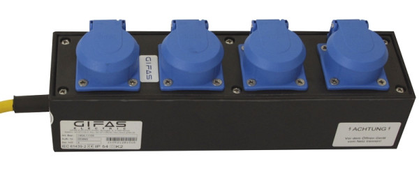 GIFAS Vollgummi-Kleinverteiler Typ 1400, 5m Anschlußleitung mit Stecker, 4x Schuko, 241761