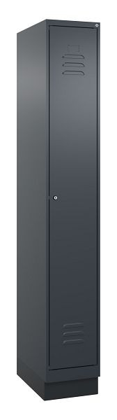 C+P Umkleidespind Classic PLUS mit Mitteltrennwand, Sockel, 1950x300x500mm, 7016/7016, Zylinderschloss, 080020-10F S10027