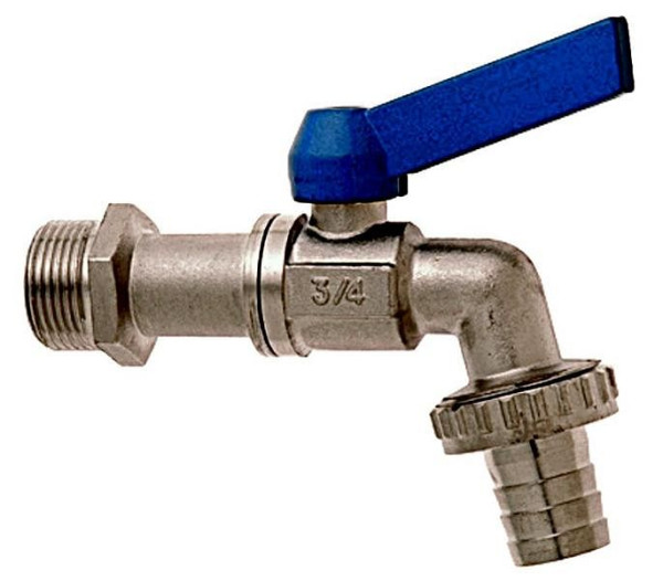 GEKA Kugelauslaufventil, 1/2" MS Ni mit blauem Griff, VE: 10 Stück, 35.3501.9