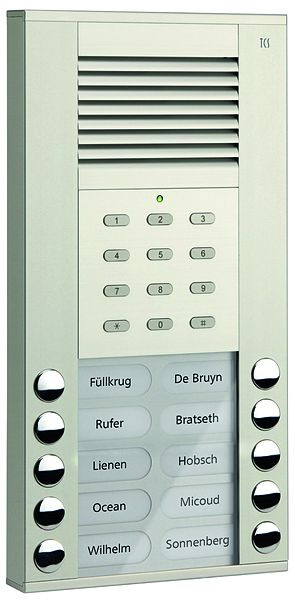 TCS Audio Außenstation Serie ASE 10 Klingeltasten (rechts-/linksbündig) mit integriertem Codeschloss, AP silber, ASE51100-0010
