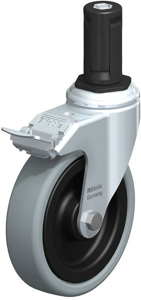 Blickle LKRA-VPA 126K-11-FI-ER14 Apparate-Lenkrolle mit Expander & Feststeller, Vollgummi, Grau, 848394