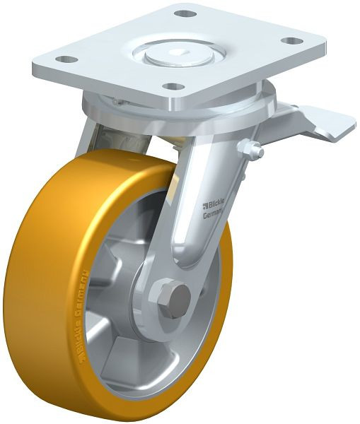 Blickle LO-ALTH 150K-ST Stahlgeschweißte Schwerlast-Lenkrolle mit Feststeller, Blickle Extrathane®, Hellbraun, 562868