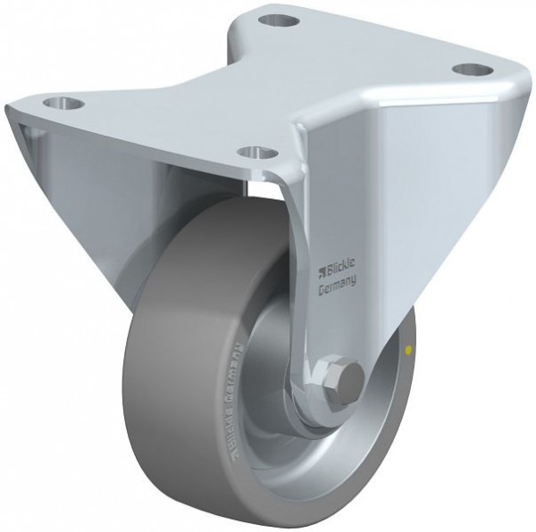 Blickle BH-ALTH 100K-3-AS Stahlblech-Bockrolle, Schwerlast-Ausführung, mit Anschraubplatte, Blickle Extrathane®, Grau, 852522