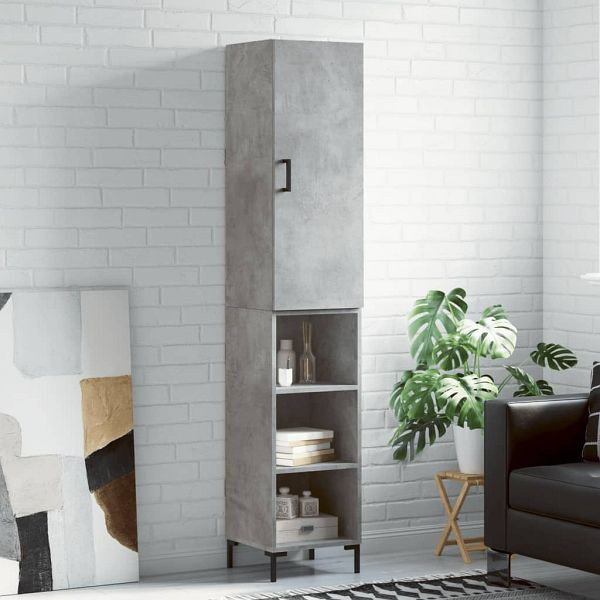 vidaXL Highboard Betongrau 34,5x34x180 cm Holzwerkstoff, 3198981