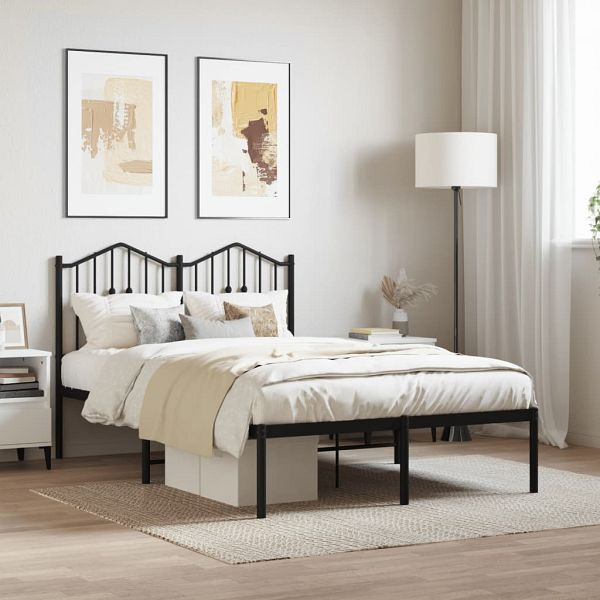 vidaXL Bettgestell mit Kopfteil Metall Schwarz 120x190 cm, 373786