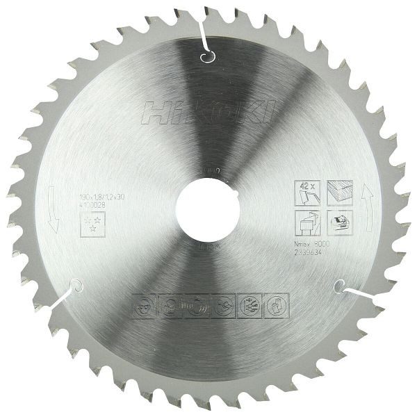 HiKOKI TCT Kreissägeblatt Holz 190x30 Z42 Flach- / Wechselzahn, 4100028