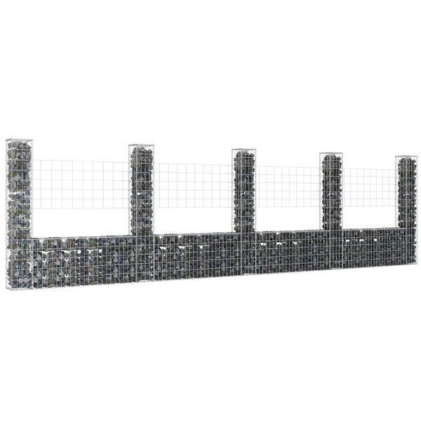 vidaXL Gabionenkorb U-Form mit 5 Säulen Eisen 500x20x150 cm, 151285