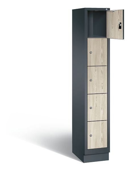 C+P Schließfachschrank Evolo, H1800xB320xT500mm, Farbe: Anthrazitgrau / Dekor Sen-Esche, 48020-105 S10167