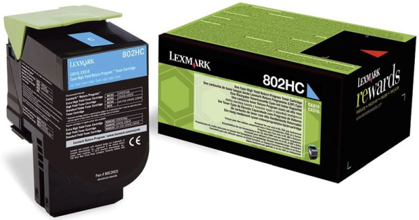 LEXMARK Original Toner-Kit cyan return program (0080C2HC0,080C2HC0,80C2HC0,802HC,NO802HC), 80C2HC0