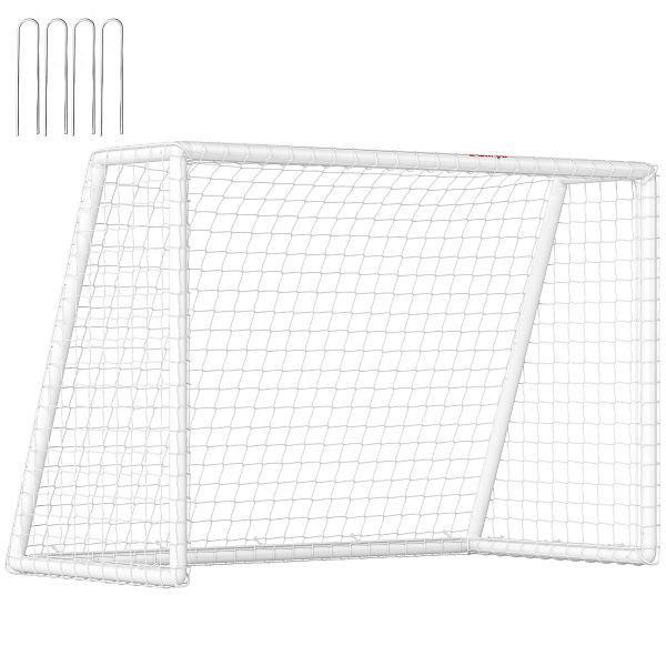 SPORTNOW Fußballtor, robustes Netz, Kunststoff-Rahmen, Heringe, 180L x 92B x 124H cm, Weiß, A62-039V00WT
