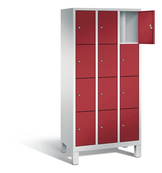C+P Schließfachschrank Evolo, H1850xB900xT500mm, Farbe: Lichtgrau / Rubinrot, 48010-304 S10109