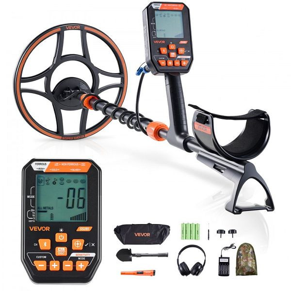 VEVOR Metalldetektor 304,8 mm, 7 Modi, IP68 Wasserdicht, Golddetektor mit Display, Kabellosen Kopfhörern, Verstellbar, QSKJSTCQQS16N64ZJ001V9