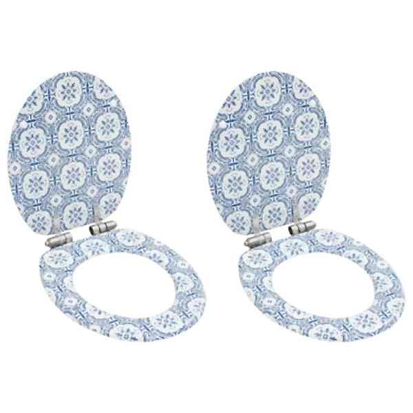 vidaXL Toilettensitze 2 Stück Soft-Close-Deckel MDF Porzellan-Design, 277002