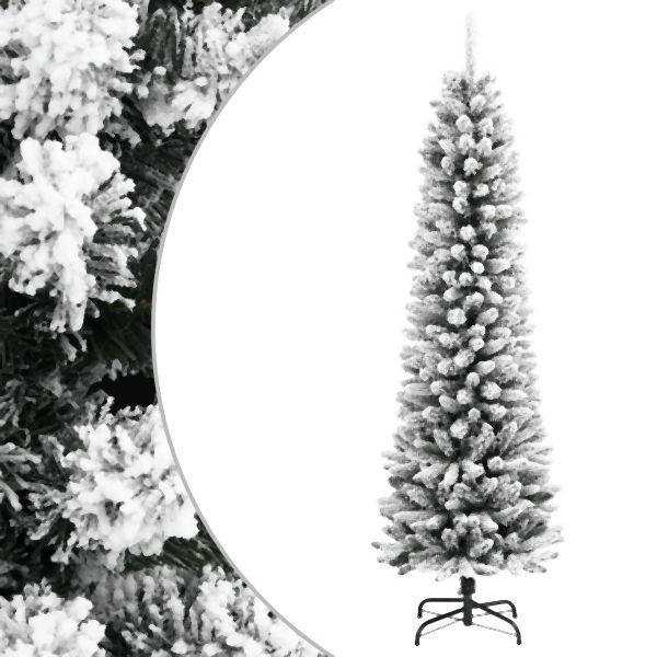 vidaXL Künstlicher Weihnachtsbaum Schlank mit Schnee 150 cm PVC & PE, 4019686