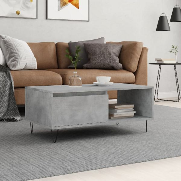 vidaXL Couchtisch Betongrau 90x50x36,5 cm Holzwerkstoff, 830568