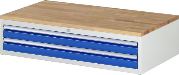 RAU Schubladenschrank Serie 7000, B1145 x T650 x H285mm, Buche-Massiv-Arbeitsplatte, Schubladen: 2xH90 mm, 13-XXL1.3A-B.11