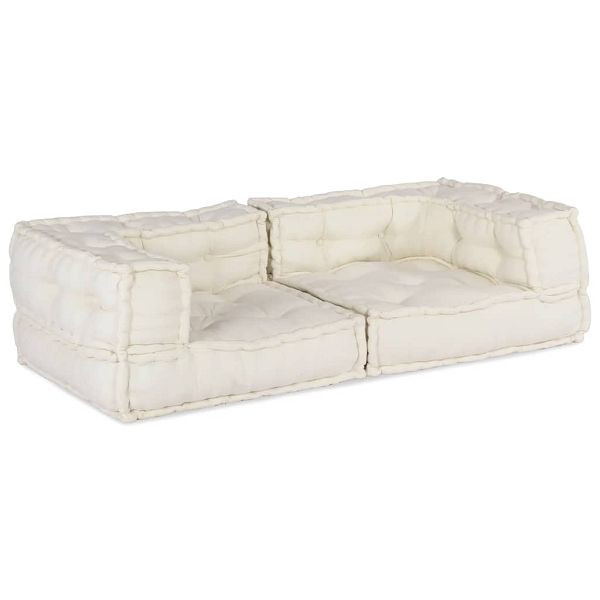 vidaXL Pouf Modular Creme 140x70x36 cm Stoff, 4019024, 8721158600721