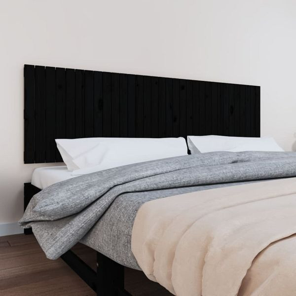 vidaXL Wand-Kopfteil Schwarz 204x3x60 cm Massivholz Kiefer, 824832