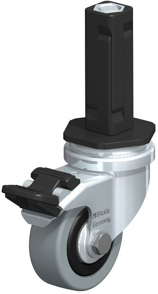 Blickle LRA-VPA 50G-FI-FA-EV02 Apparate-Lenkrolle mit Expander & Feststeller, Vollgummi, Grau, 847939