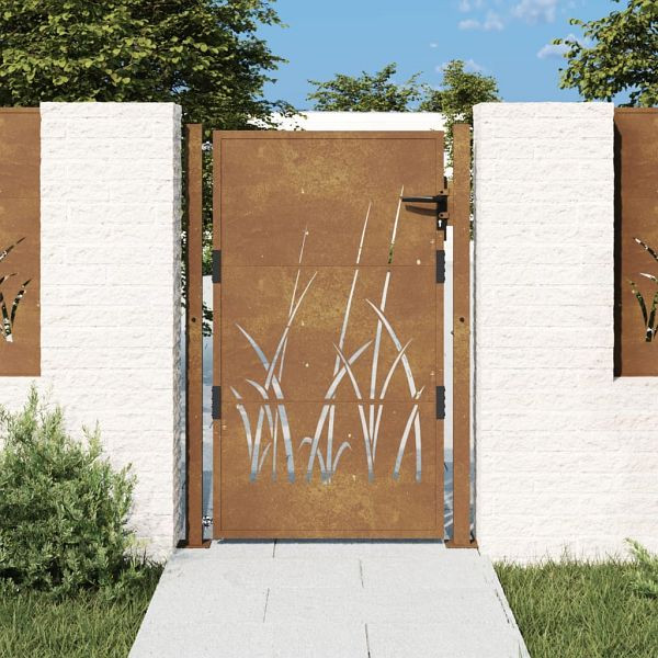 vidaXL Gartentor 105x155 cm Cortenstahl Gras-Design, 153175