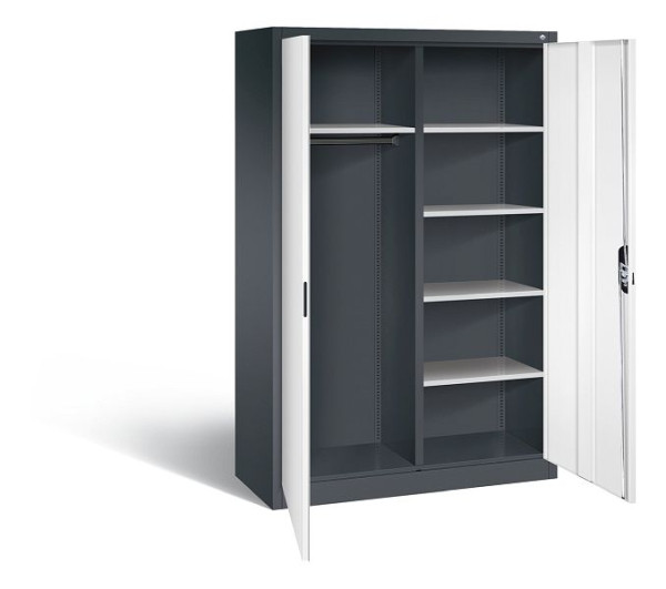 C+P Akten-/Garderobenschrank Acurado, H1950xB1200xT500mm, Farbe: Schwarzgrau / Verkehrsweiß, Muldengriff, 9480-30 S10027