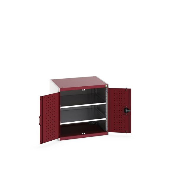 bott cubio Flügeltürschrank bestückt, mit 2 Fachböden, BxTxH: 800x750x800mm, RAL 7035/3004, Purpurrot, 40028099.24V