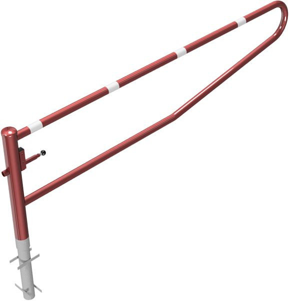 Schake Drehbare Gatterschranke, zum Einbetonieren, feuerverzinkt und rot beschichtet, Gesamtbreite: 3000 mm, für Vorhangschloss, 413_301VB