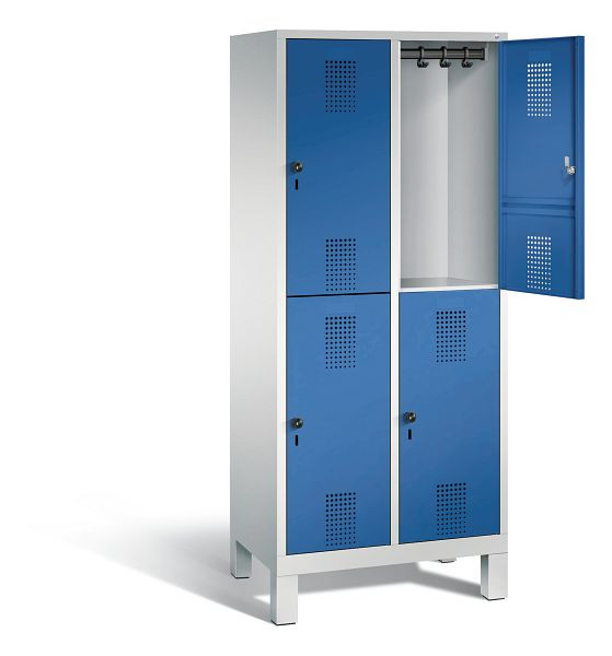 C+P Spind doppelstöckig Evolo, H1850xB810xT500mm, Farbe: Lichtgrau / Enzianblau, 48310-22 S10022