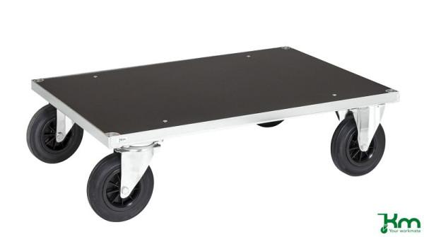 Kongamek Plattformwagen, 2 Bock- und 2 Lenkrollen aus Vollgummi mit Bremsen, 1200 x 800 x 260 mm, Serie 500, KM530-3B