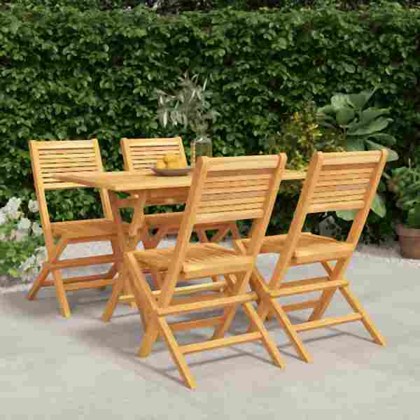 vidaXL 5-tlg. Garten-Essgruppe Massivholz Teak, 3155011