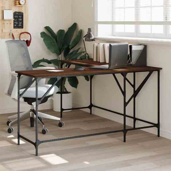 vidaXL Schreibtisch Braun Eichen-Optik 149x149x75 cm Holzwerkstoff, 837586