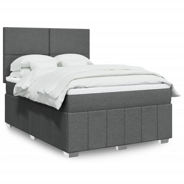 vidaXL Boxspringbett mit Matratze Dunkelgrau 140x190 cm Stoff, 3293957