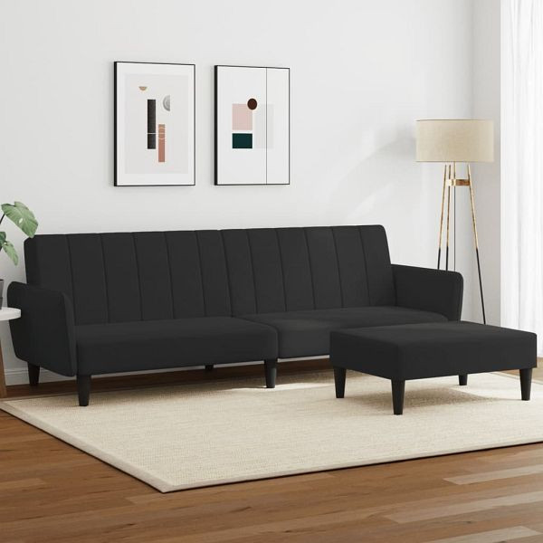 vidaXL Schlafsofa 2-Sitzer mit Fußhocker Schwarz Samt, 3216253