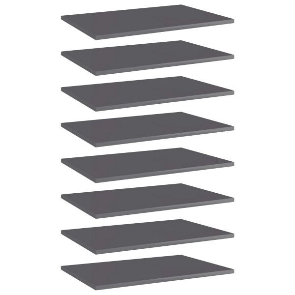 vidaXL Bücherregal-Bretter 8 Stück Hochglanz-Grau 60x40x1,5 cm, 805265