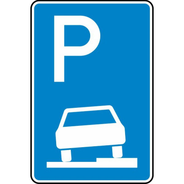 Stein HGS Parken auf Gehwegen halb in Fahrtrichtung rechts Nr. 315-55, 420 x 630 mm, RA2, Flachform 3 mm, 315-55-123