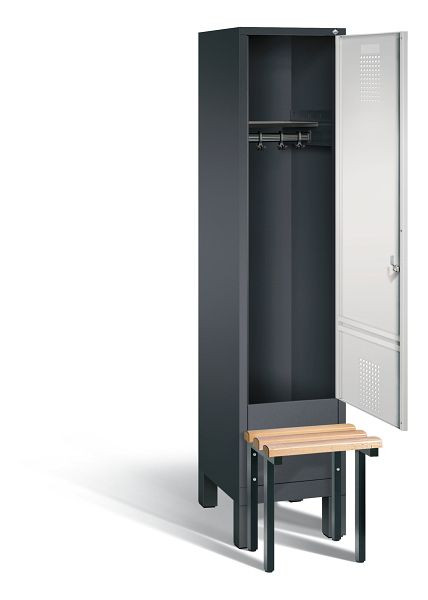 C+P Garderobenschrank Evolo, H1850xB420xT815mm, Farbe: Schwarzgrau / Lichtgrau, 48030-12 S10024