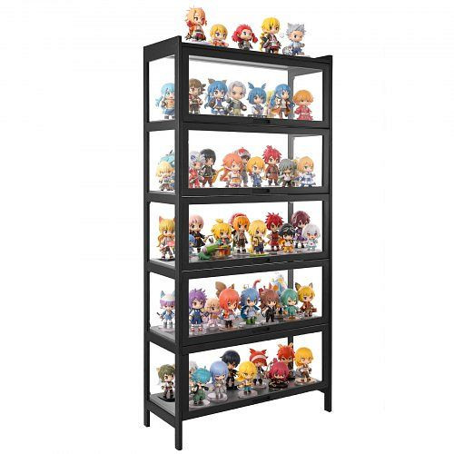 VEVOR Sammlervitrine 5-stöckig, 172 cm hoch, natürlicher Holzrahmen (9,07 kg Tragkraft/Schicht), für Büro/Wohnzimmer, LDSZSJZM5CZFZOU3K001V0