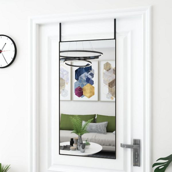 vidaXL Türspiegel Schwarz 50x100 cm Glas und Aluminium, 327411