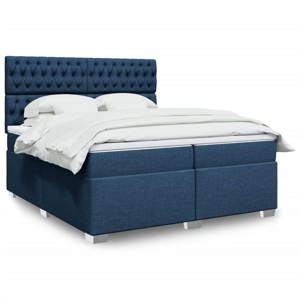 vidaXL Boxspringbett mit Matratze Blau 200x200 cm Stoff, 3290608