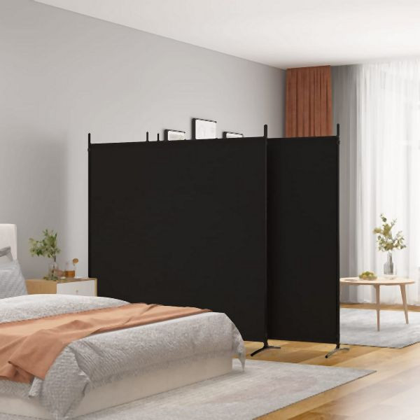 vidaXL 4-tlg. Paravent Schwarz 698x180 cm Stoff, 350285