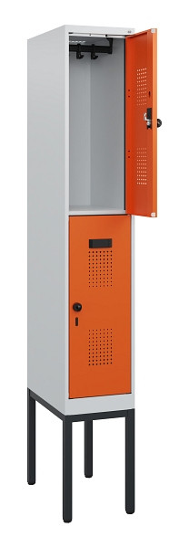 C+P Doppelstock-Spind Evolo PLUS, Gestell, 2 Fächer, 1950x300x500mm, 7035/2004, Drehriegel, 0493305-10 S10002