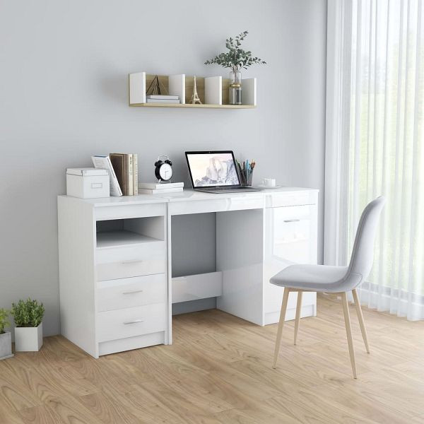 vidaXL Schreibtisch Hochglanz-Weiß 140x50x76 cm Holzwerkstoff, 3054786